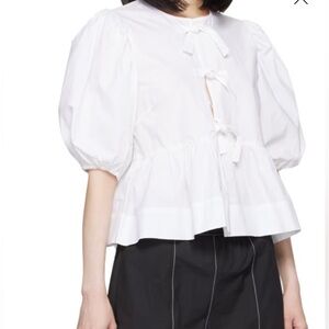 Ganni white tie Short sleeved blouse